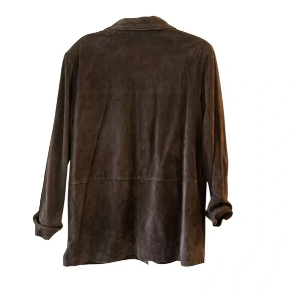 Vtg brown genuine suede leather jacket M